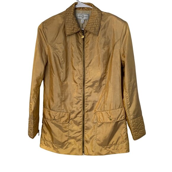 VTG St. John Sport Women's Gold Jacket Small Zip Italy Pockets Lined GUC 7346 - Picture 7 of 12